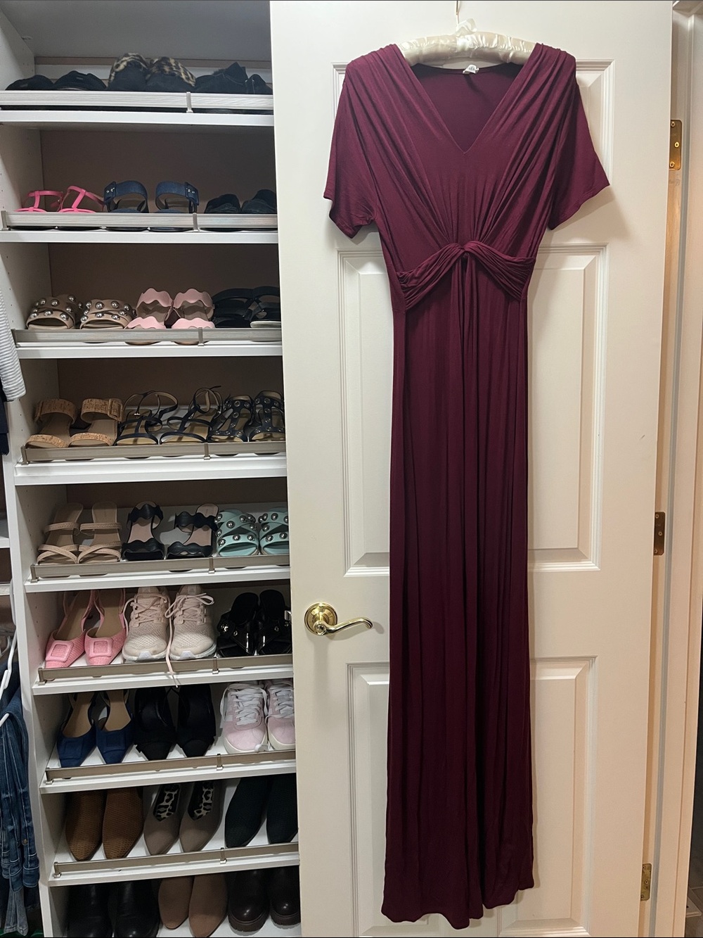 Bellamie Burgundy Maxi Twist-Front Maternity Dress